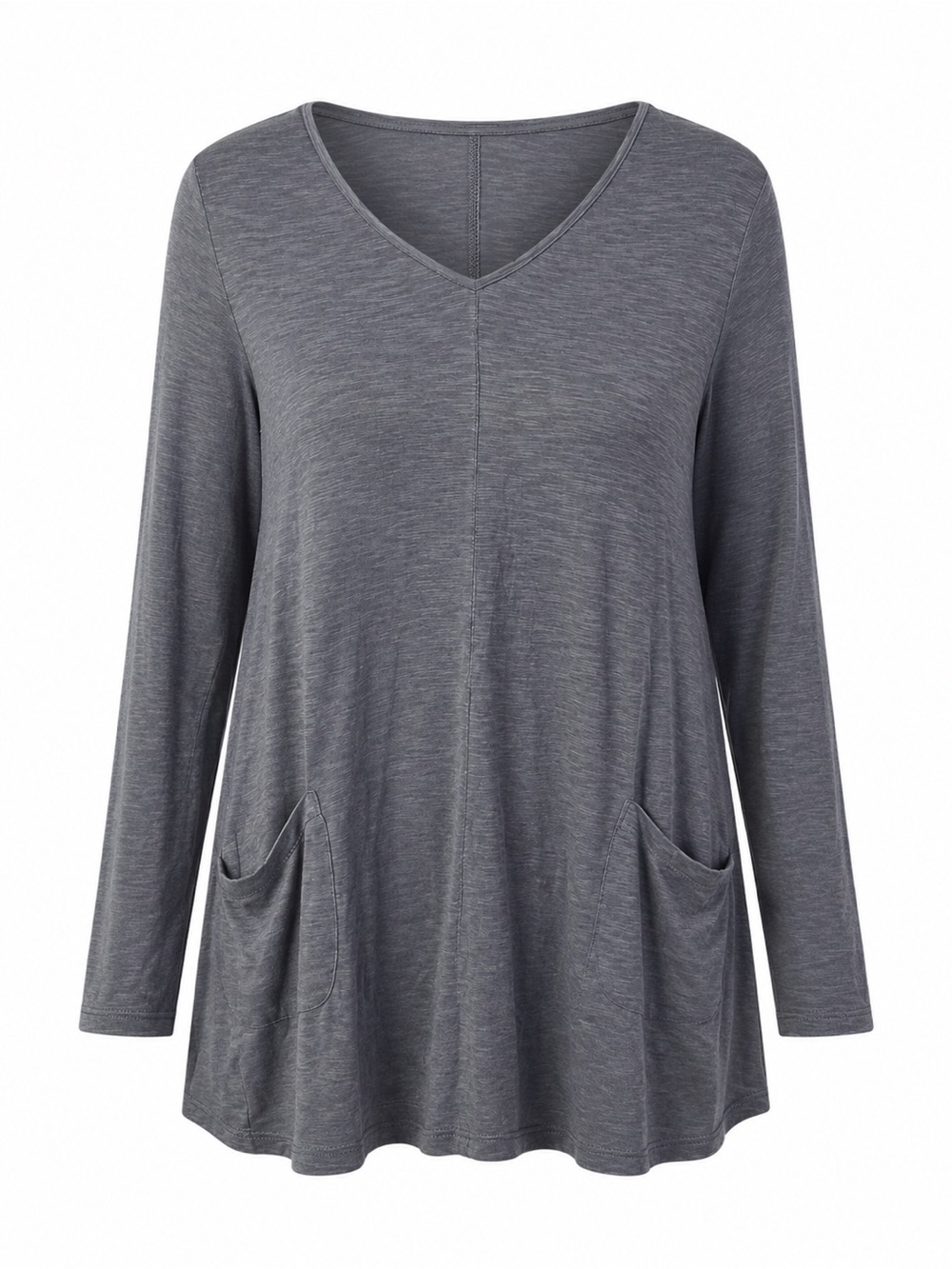 J. Jill Charcoal Gray V-Neck Long Sleeve Tunic with Pockets